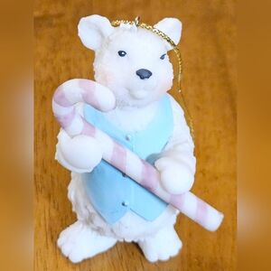 Adorable O'Well 3" Candy Cane Bearing Polar Bear Hanging Christmas Ornament